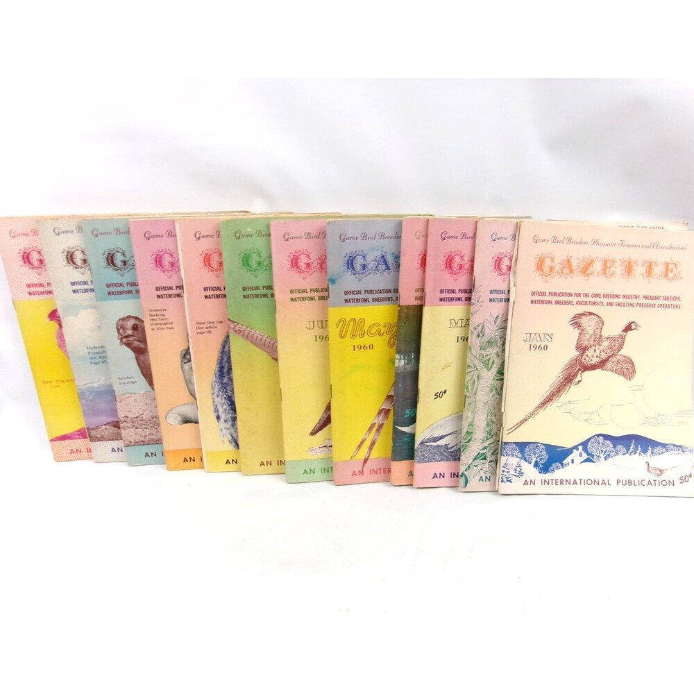 Vintage 1960 Game Bird Breeders Pheasant Fanciers Gazette Complete Year 12 Issue